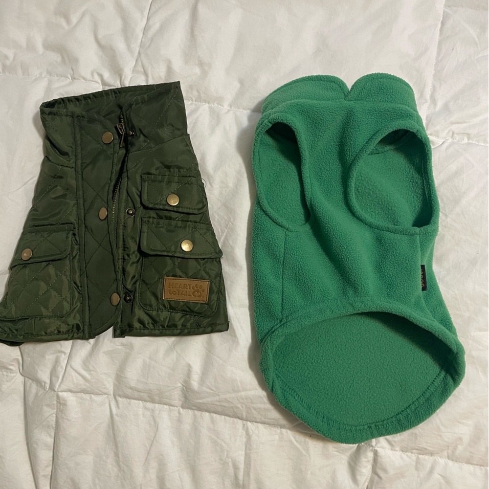 2 small dog jacket and fleece